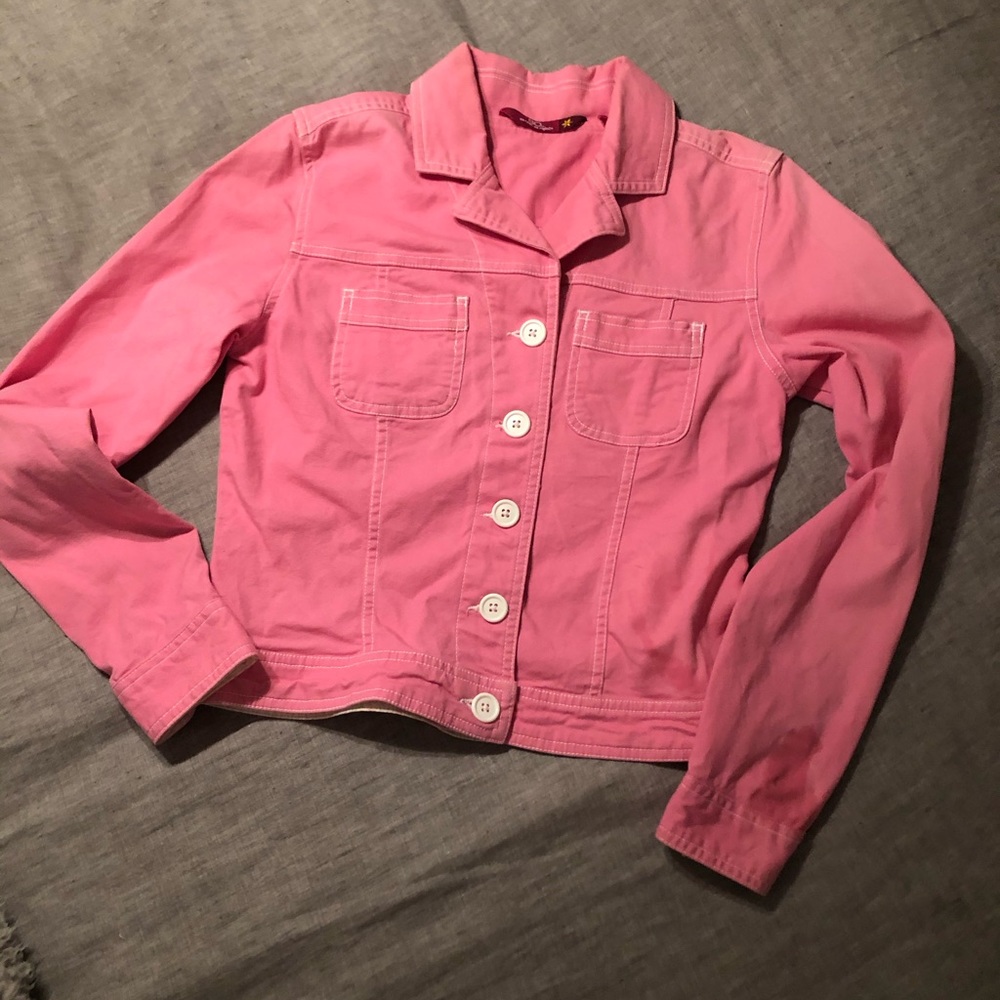 Pink denim jacket